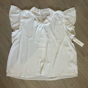 Calvin Klein White Blouse with Bow Detail